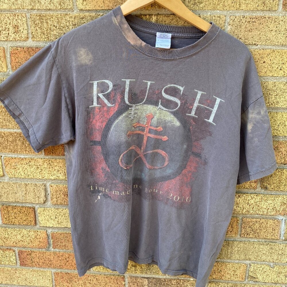 2010 Rush Time Machine Tour Band Promo T Shirt Large Gray Distressed